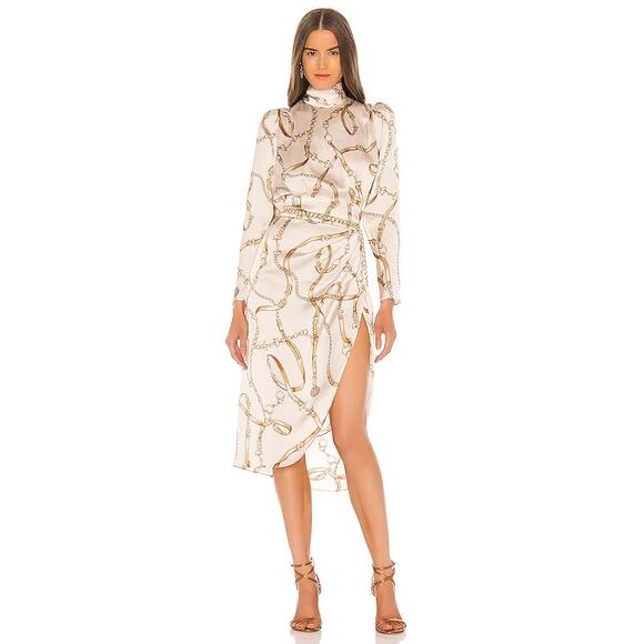 RONNY KOBO Bianca Long Sleeve Midi Dress Ivory Multi Small S - Picture 1 of 11